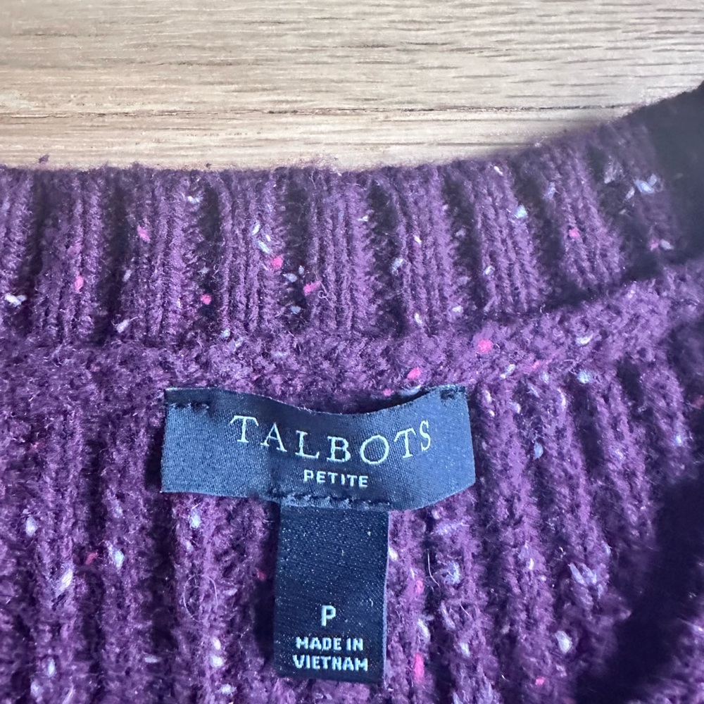Talbots Plum Button-Up Cardigan - Picture 2 of 4